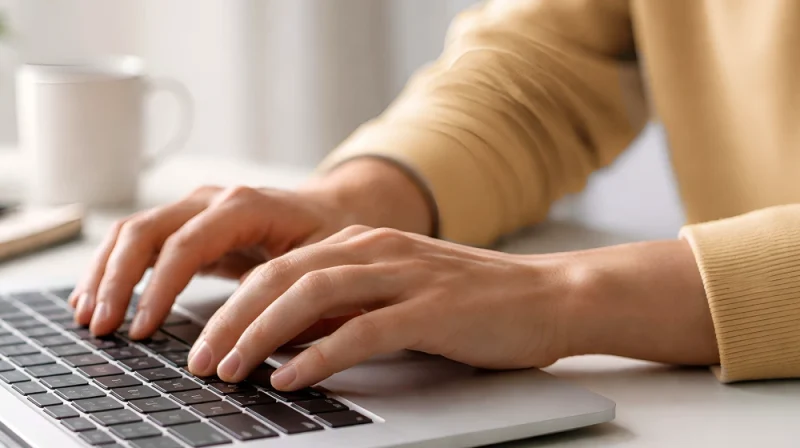 Frau sucht am Laptop die Kursinhalte von Digital Fit mit 50+